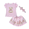 Pink Diamante Teddy Skirt Set & Headband