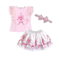 Pink Eiffel Tower Skirt Set & Headband