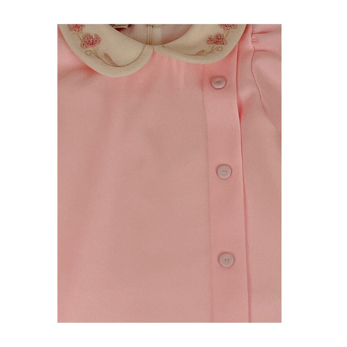 Pink Embroidered Collar Dress