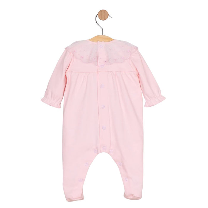 Pink Embroidered Tulle Babygrow