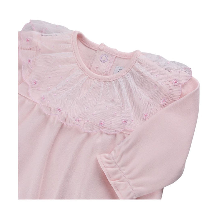 Pink Embroidered Tulle Babygrow