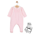Pink Embroidered Yoke Babygrow