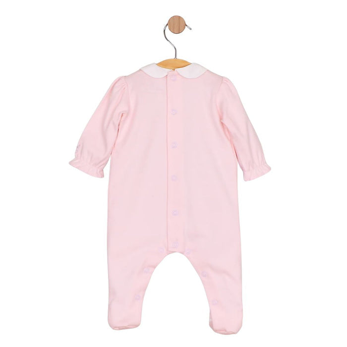 Pink Embroidered Yoke Babygrow