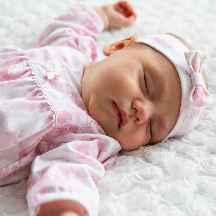 Pink Floral Babygrow & Headband