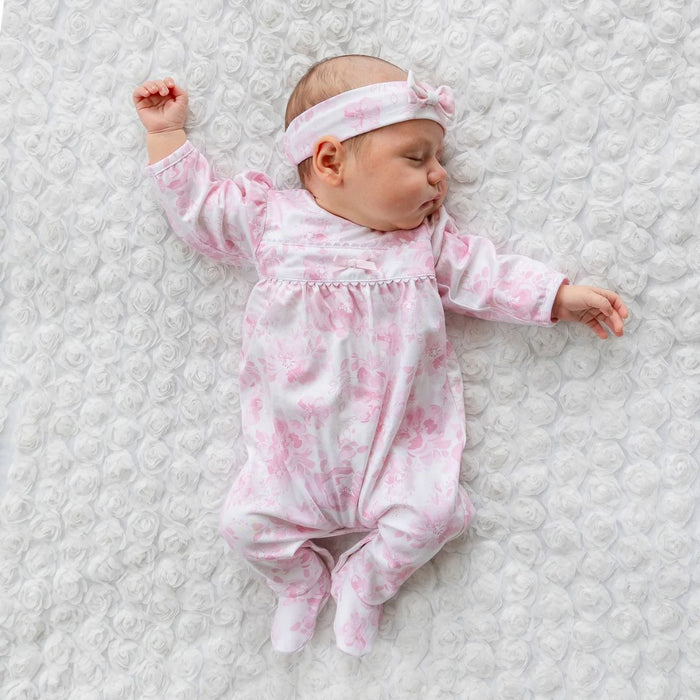Pink Floral Babygrow & Headband