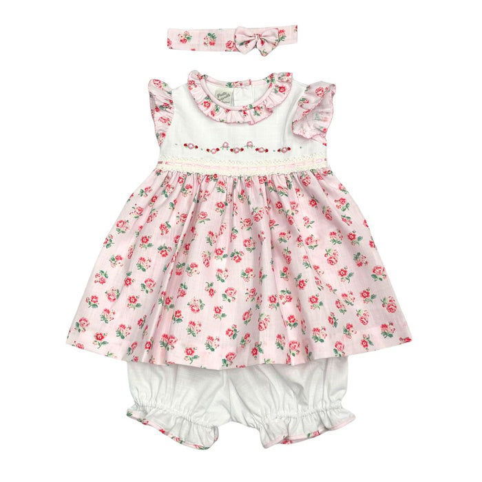 Pink Floral Dress, Bloomers & Headband