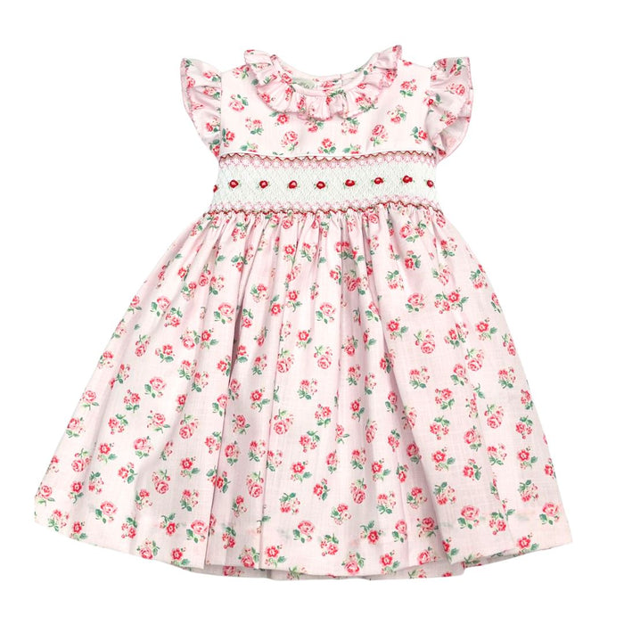 Pink Floral Smocked Dress