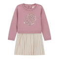 Pink & Gold Knit & Pleat Dress