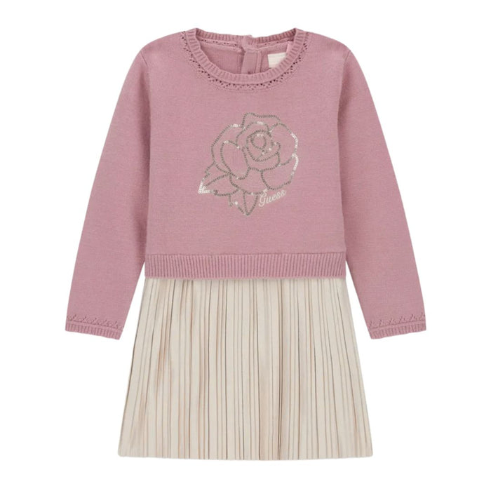 Pink & Gold Knit & Pleat Dress