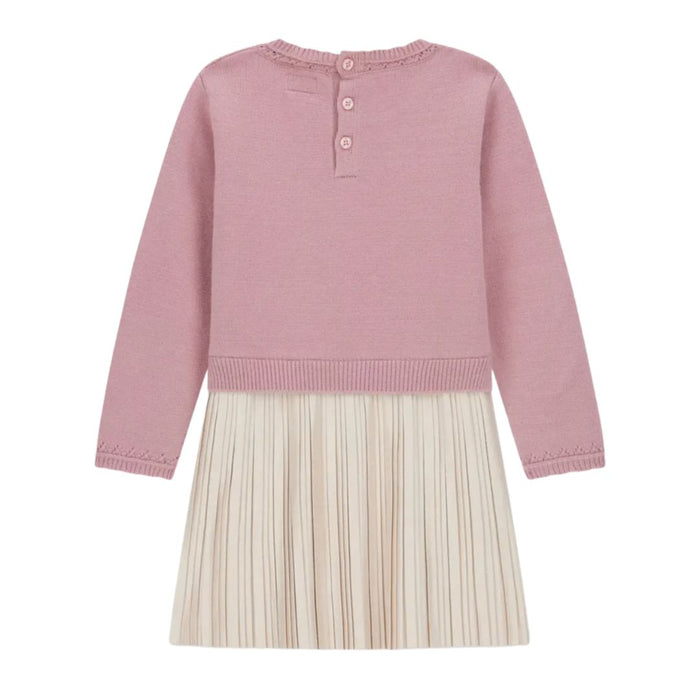 Pink & Gold Knit & Pleat Dress