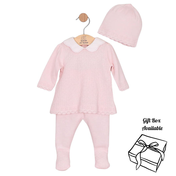 Pink Knitted 2 Piece & Hat