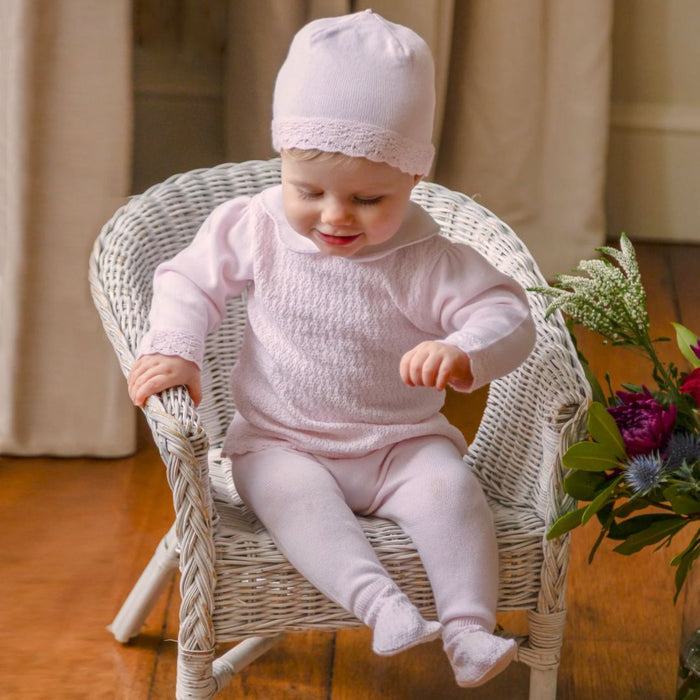 Pink Knitted 2 Piece & Hat