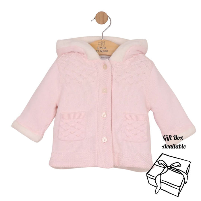 Pink Knitted Hooded Jacket