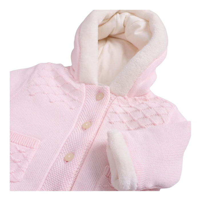 Pink Knitted Hooded Jacket