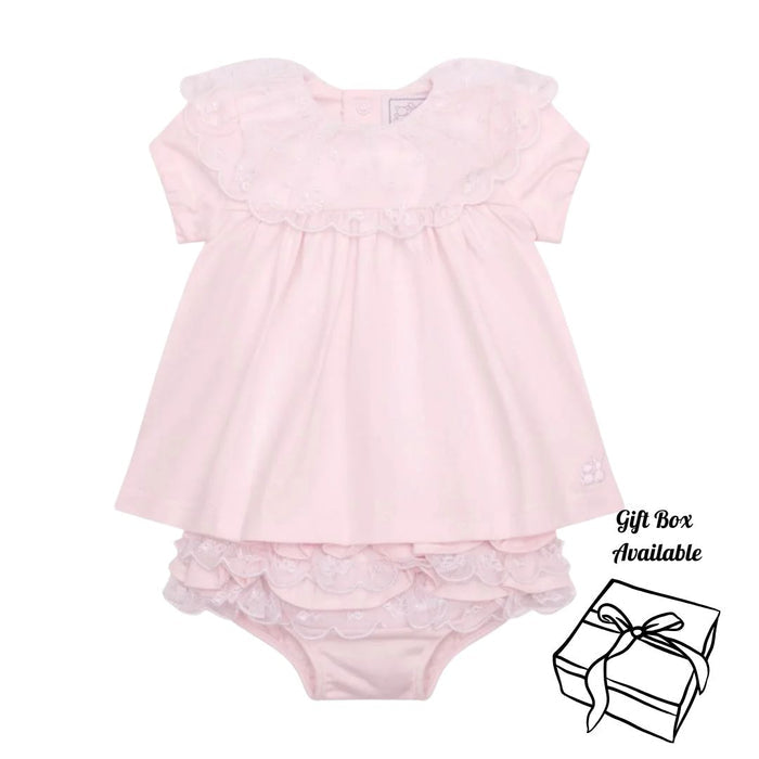 Pink Lace Frill Dress & Bloomers