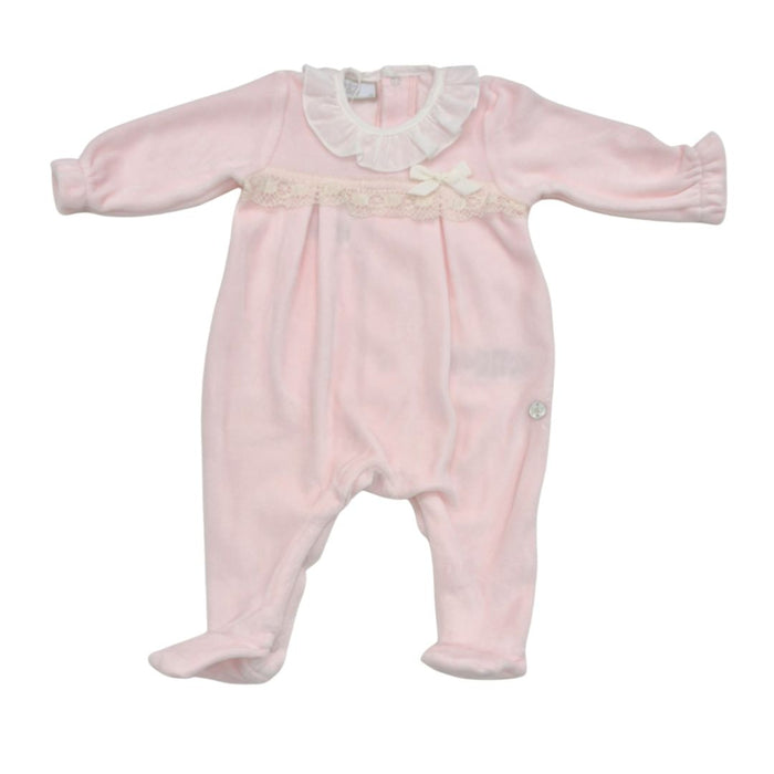 Pink Lace Velour Babygrow