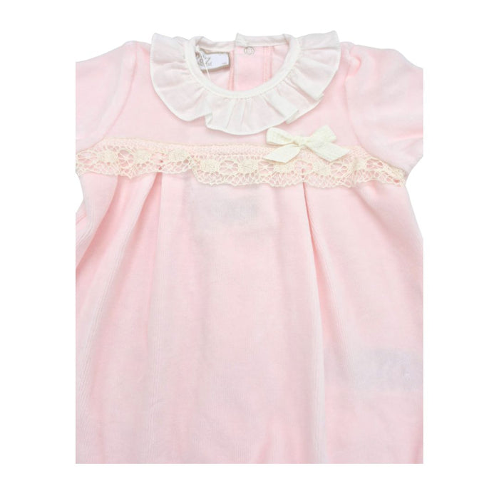 Pink Lace Velour Babygrow