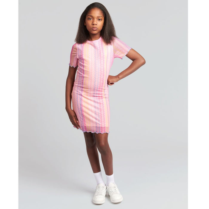 Pink Multicolour Logo Dress