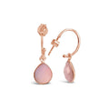 Pink Opal Drop Hoop Earrings | Rose Gold - October