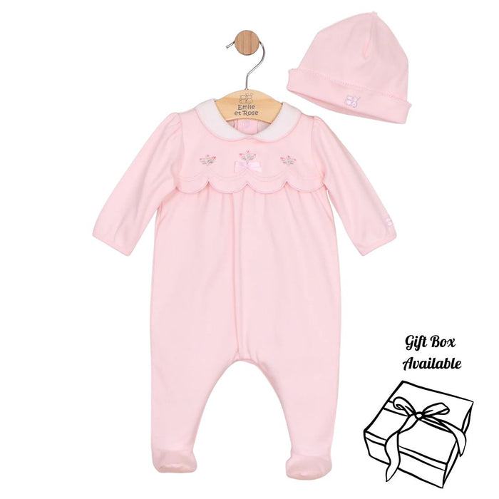 Pink Overlay Babygrow & Hat