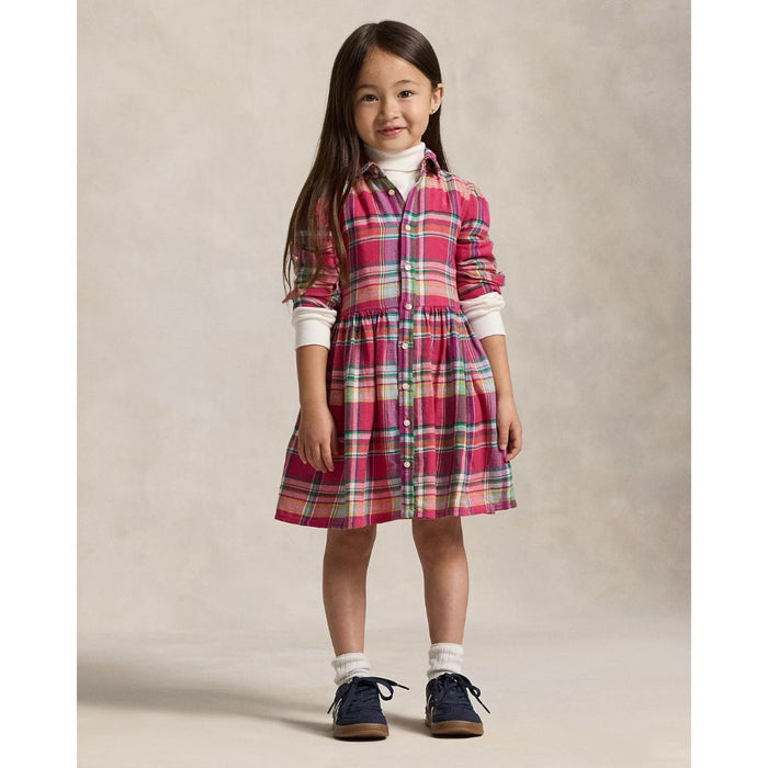 Pink Plaid Cotton Madras Shirtdress
