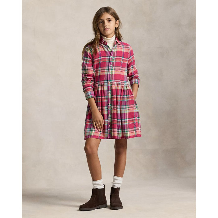 Pink Plaid Cotton Madras Shirtdress