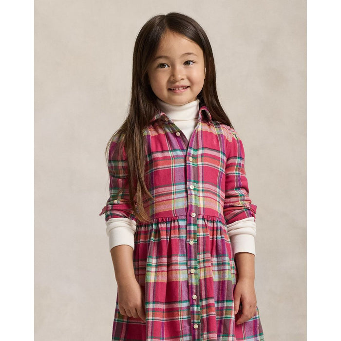 Pink Plaid Cotton Madras Shirtdress