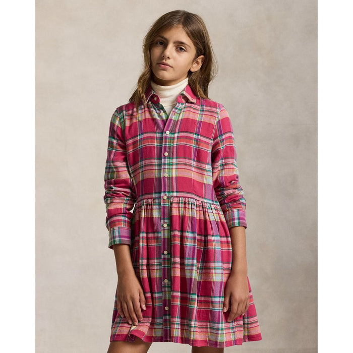 Pink Plaid Cotton Madras Shirtdress