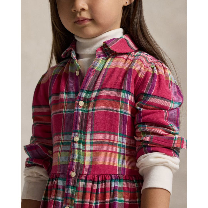 Pink Plaid Cotton Madras Shirtdress