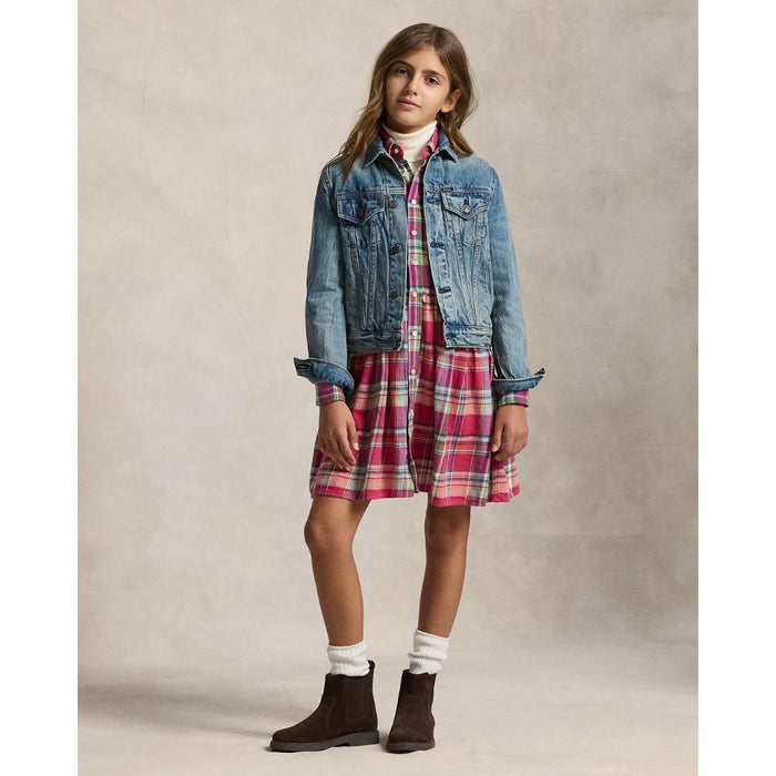 Pink Plaid Cotton Madras Shirtdress