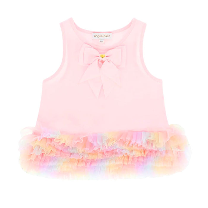 Pink Rainbow Tulle Denim Shorts Set