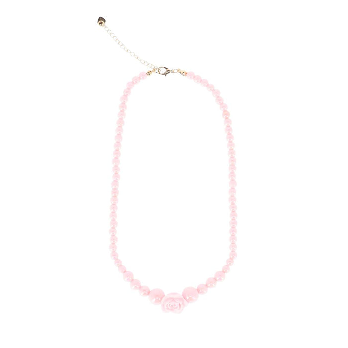 Pink Rose & Bead Necklace