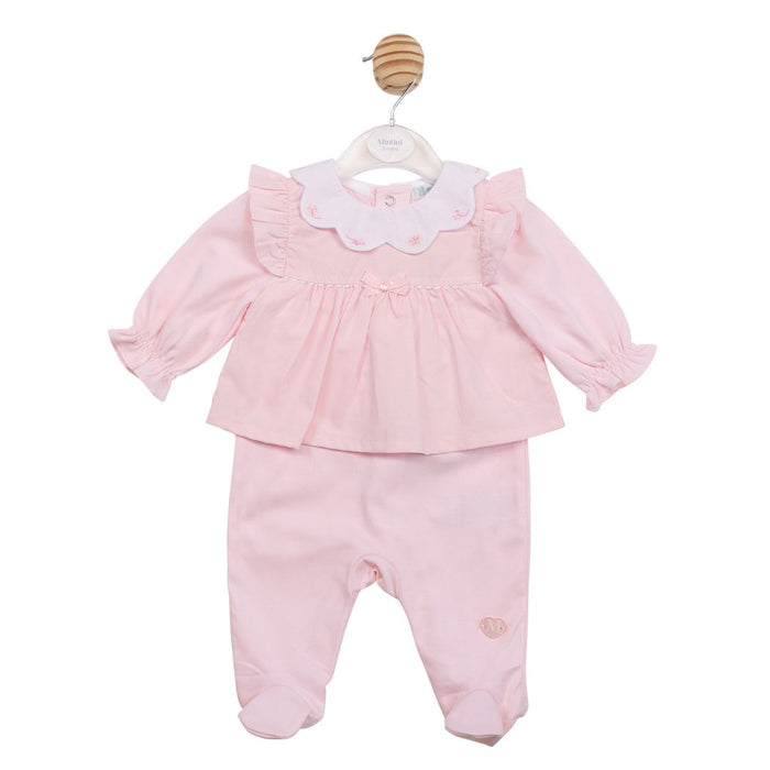 Pink Scallop Collar Babygrow