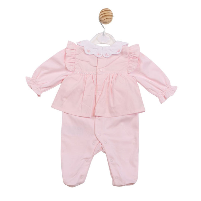 Pink Scallop Collar Babygrow
