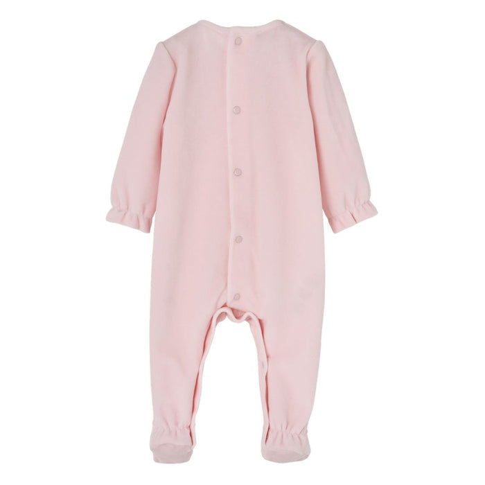 Pink Smocked Velour Babygrow