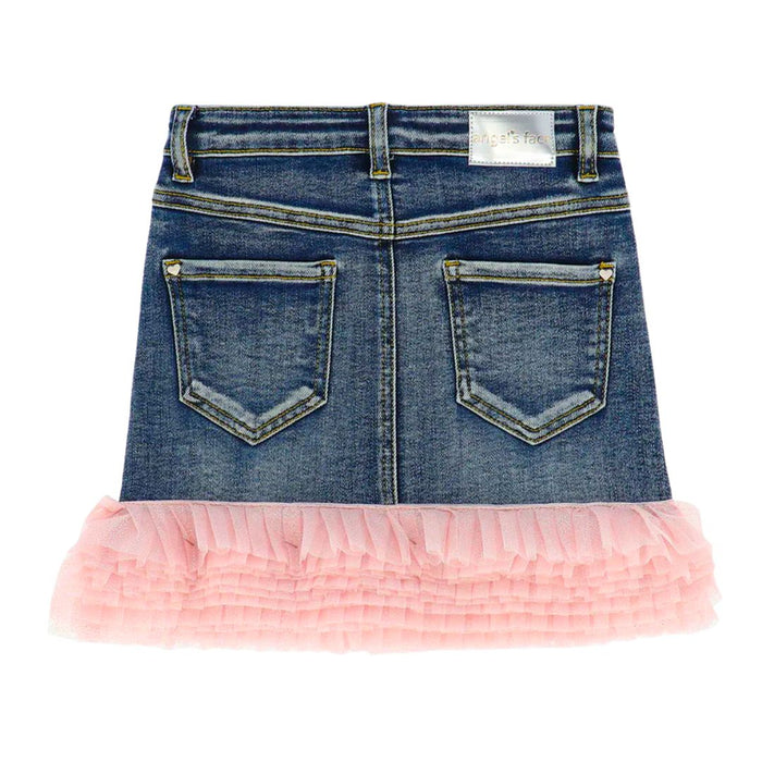 Pink Sparkle Tulle Denim Skirt Set