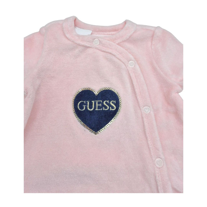 Pink Velour Heart Babygrow