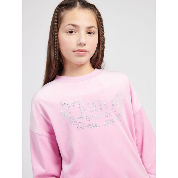 Pink Velour Sweat Top & Shorts Set