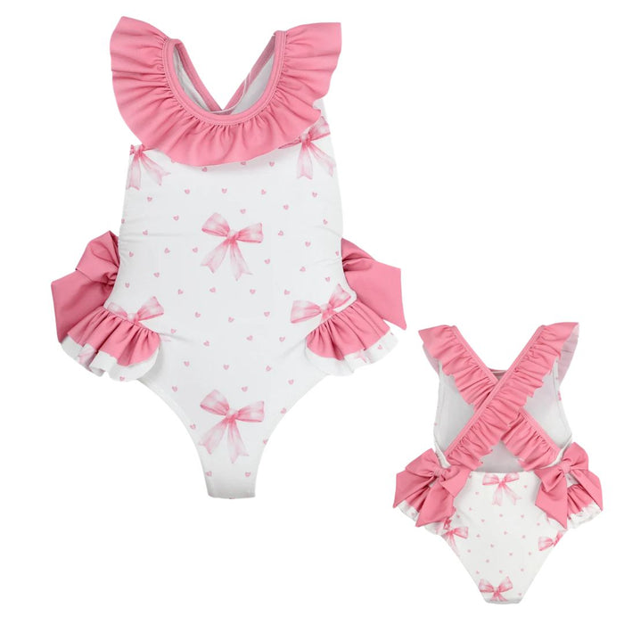 Pink & White Barbados Bows Swimsuit