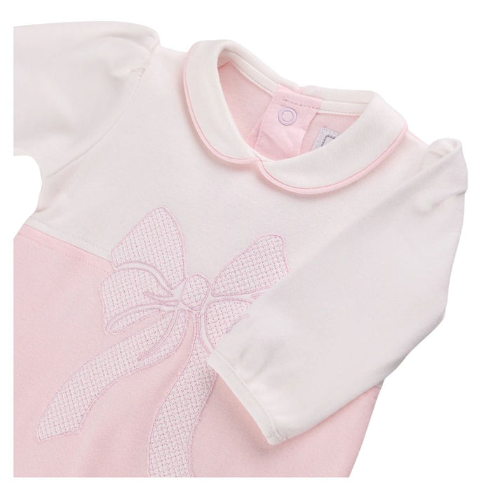 Pink & White Bow Babygrow & Hat