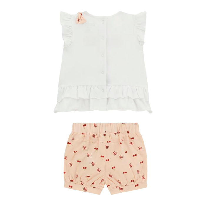Pink & White Cherry Shorts Set