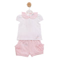 Pink & White Diamanté Shorts Set