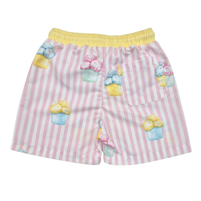 Pink & White Ice Cream Swim Shorts Set