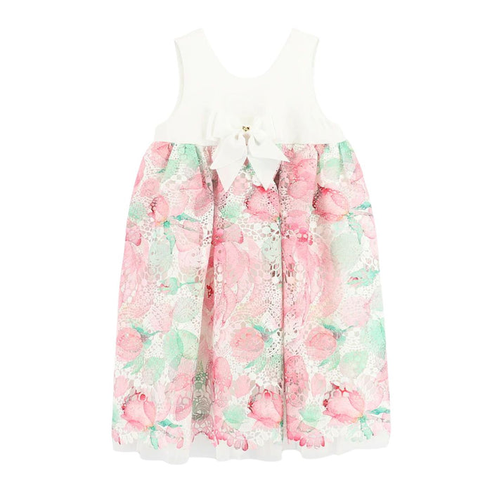 Pink & White Printed Lace Dress