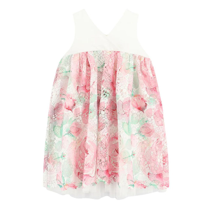 Pink & White Printed Lace Dress