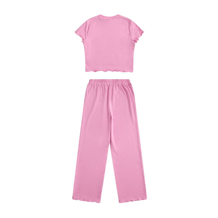 Pink Wide Leg Lounge Set