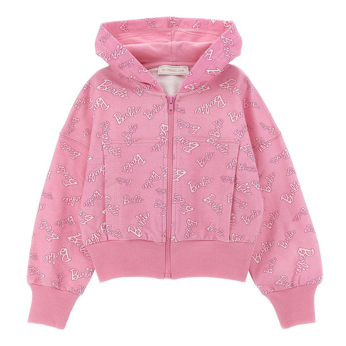 Pink Zip Up 'Barbie' Logo Hoodie