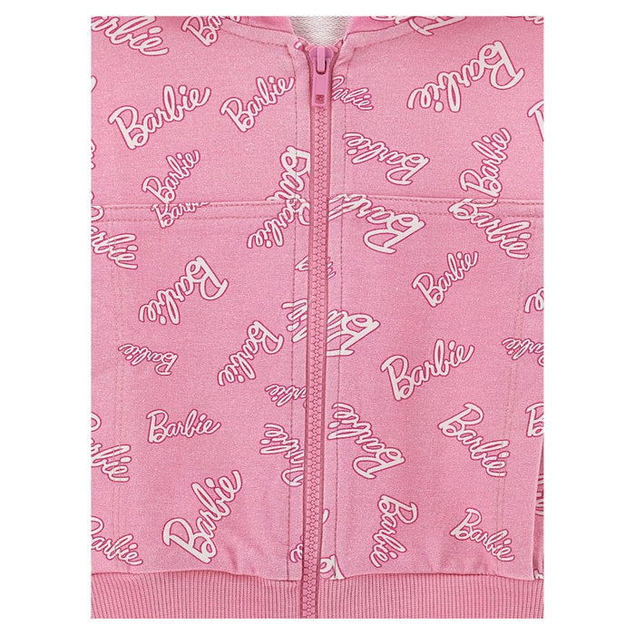 Pink Zip Up 'Barbie' Logo Hoodie