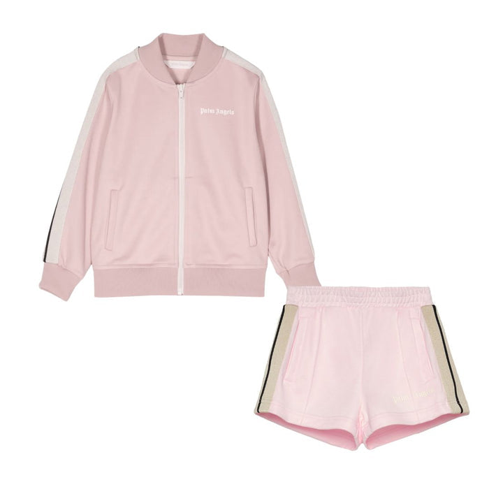 Pink Zip Up Sweat Top & Shorts Set