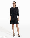 Anne Klein Pinstripe Knit Dress with Pleated Skirt